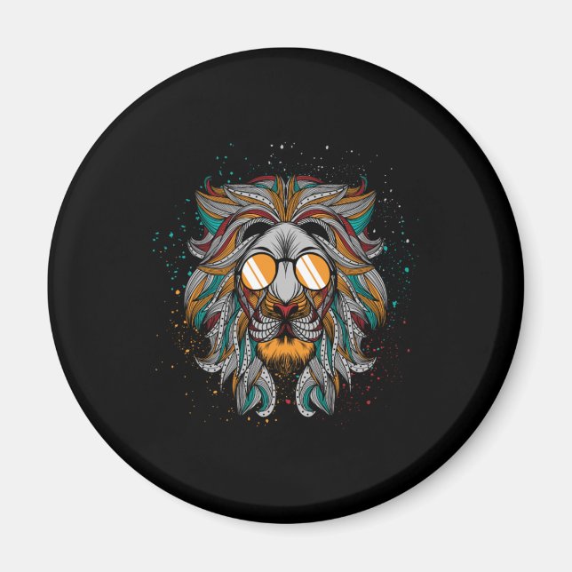 Lion The King Of The Jungle Animal Zoo Gift Magnet (Front)