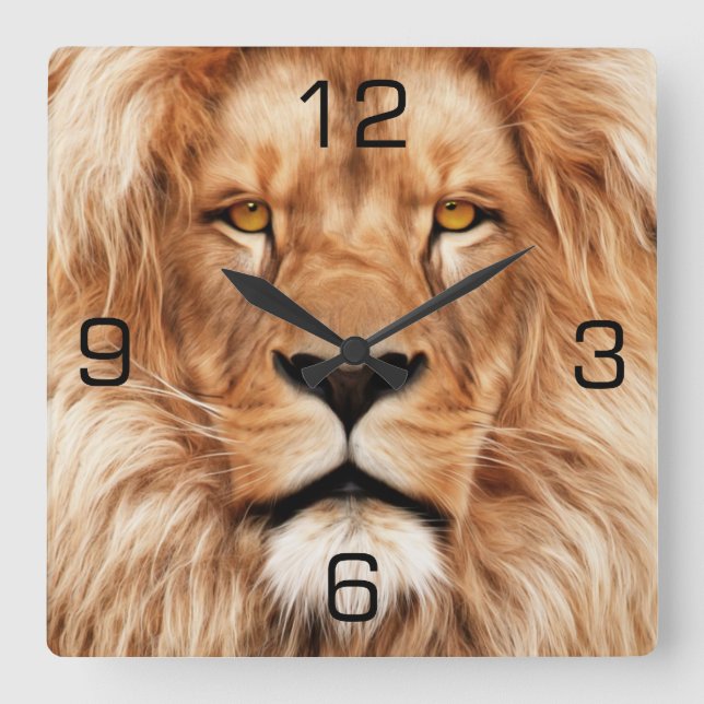 Lion The King Photo Painting Square Wall Clock (Front)
