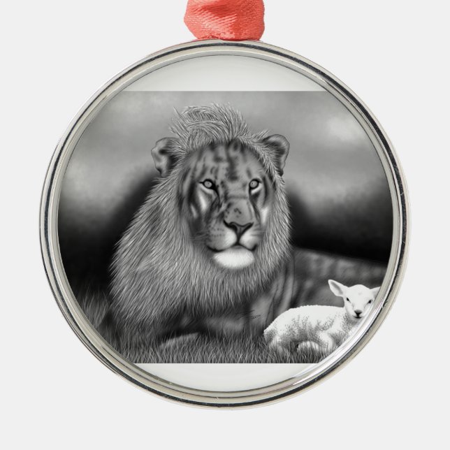 Lion & the Lamb Metal Ornament (Front)