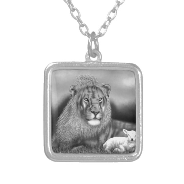 Lion & the Lamb Silver Plated Necklace (Front)