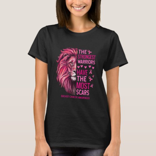 Lion The Strongest Warriors Breast Cancer T_Shirt