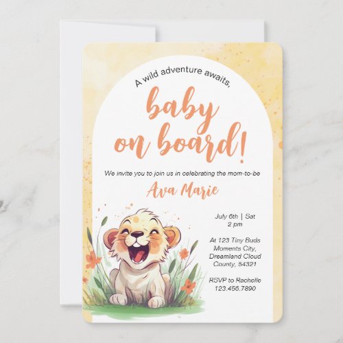 Lion Themed Baby Shower Invitation