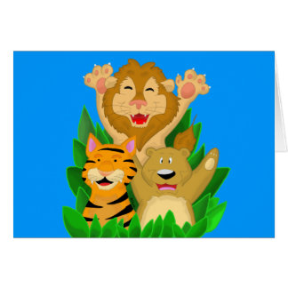 Lion Tiger and Bear Cartoon Card