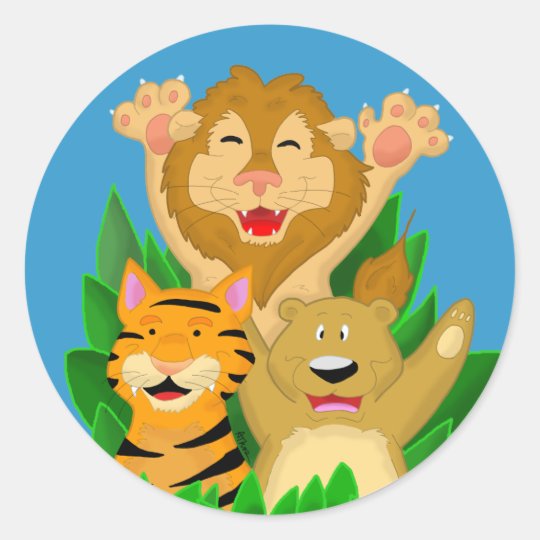 Lion Tiger and Bear Cartoon Sticker | Zazzle.com