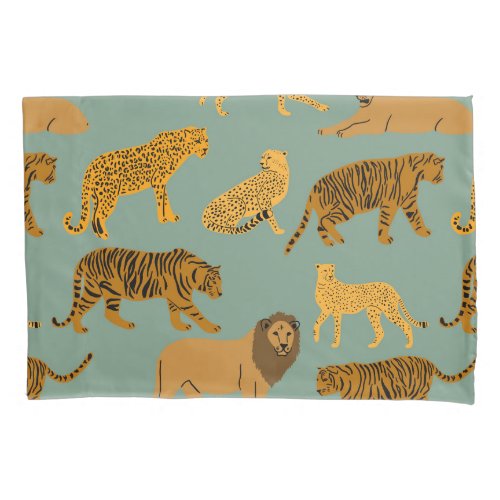 Lion Tiger and Leopard Pattern  Pillow Case