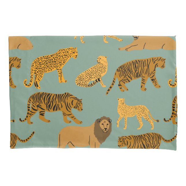 Lion, Tiger and Leopard Pattern  Pillow Case (Front)