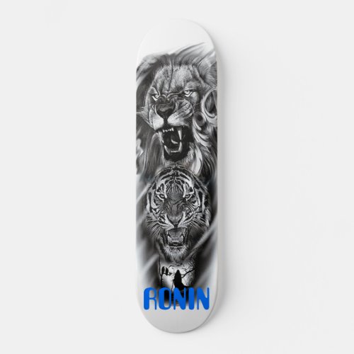Lion Tiger Cat Crow Girl Silhouette Skateboard 