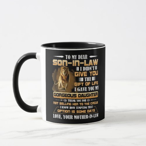 Lion To My Dear Son In Law Mug Funny Birthday