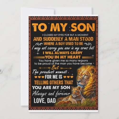 Lion To My Son I Closed My Eyes For A Moment_Dad  Holiday Card