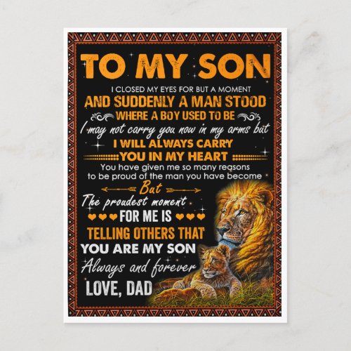Lion To My Son I Closed My Eyes For A Moment_Dad  Postcard