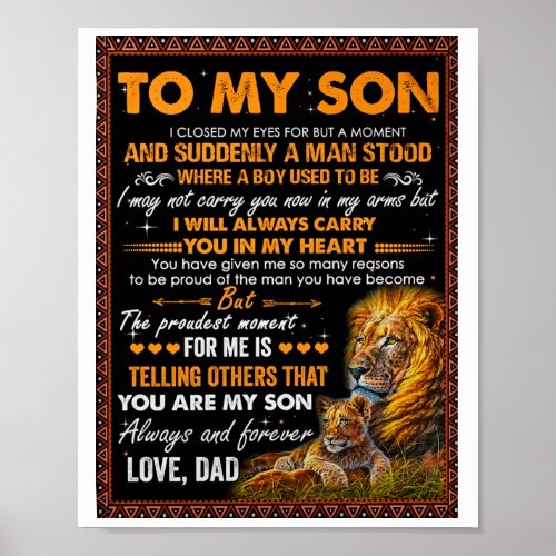 Lion To My Son I Closed My Eyes For A Moment_Dad  Poster