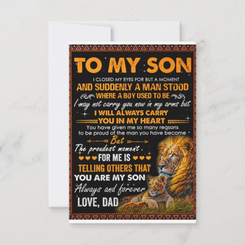 Lion To My Son I Closed My Eyes For A Moment_Dad  Thank You Card