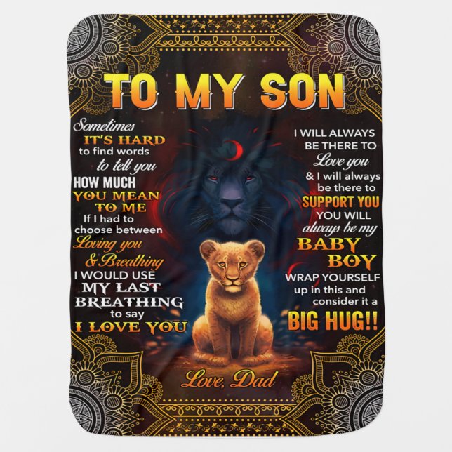 Lion To My Son Sometimes It's Hard Dad Baby Blanket (Front)