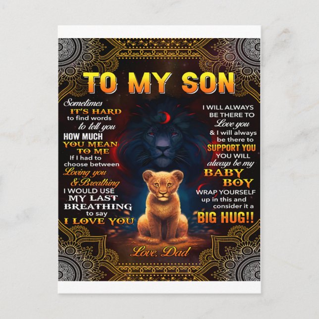 Lion To My Son Sometimes It's Hard Dad  Postcard (Front)