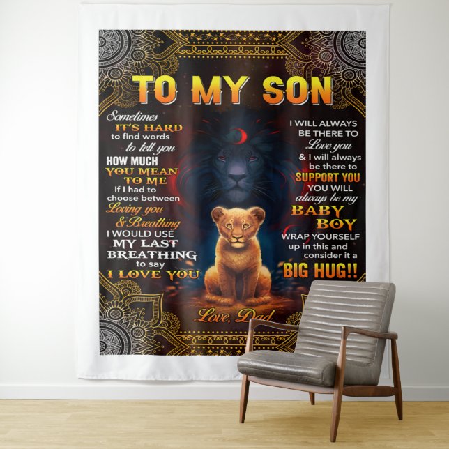 Lion To My Son Sometimes It's Hard Dad Tapestry (In Situ)