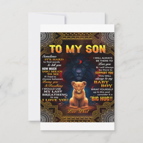 Lion To My Son Sometimes Its Hard Dad  Thank You Card