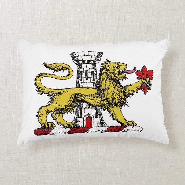 Lion Tower Fleur de Lis Crest Emblem C Accent Pillow (Front)