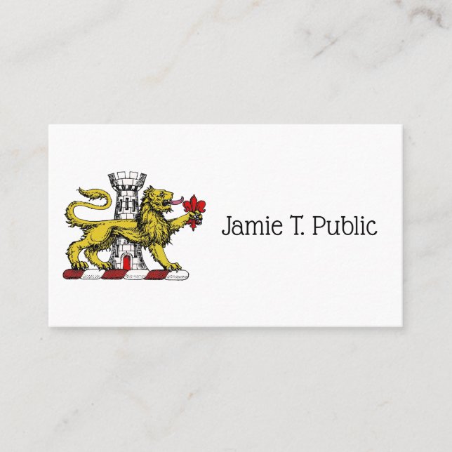 Lion Tower Fleur de Lis Crest Emblem C Business Card (Front)