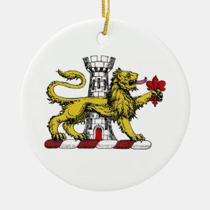 Lion Tower Fleur de Lis Crest Emblem C Ceramic Ornament