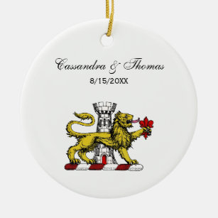 Lion Tower Fleur de Lis Crest Emblem C Ceramic Ornament