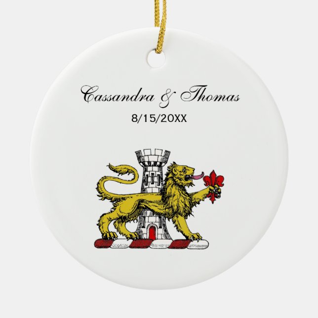 Lion Tower Fleur de Lis Crest Emblem C Ceramic Ornament (Front)