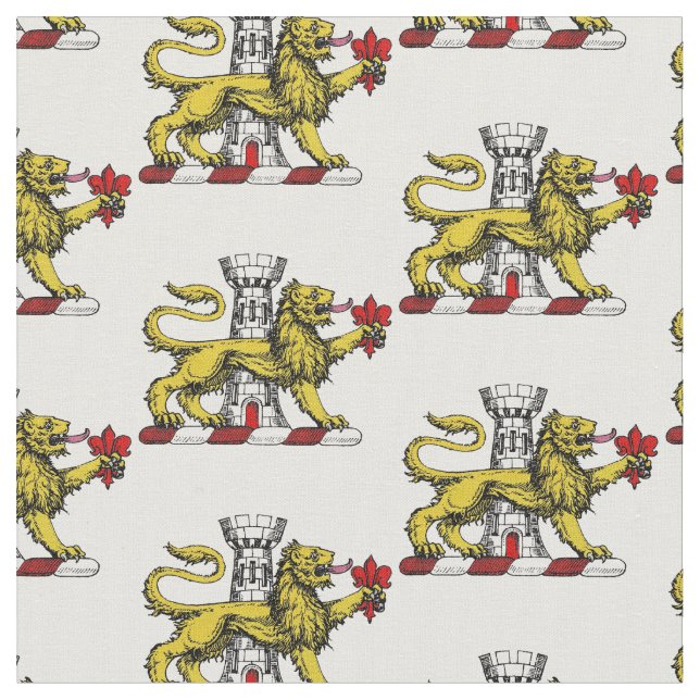 Lion Tower Fleur de Lis Crest Emblem C Fabric (Close Up)