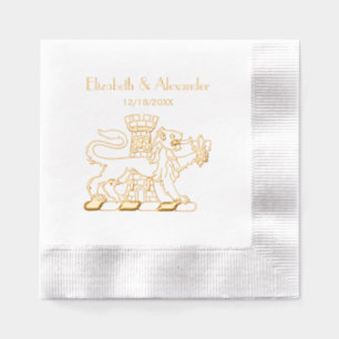 Lion Tower Fleur de Lis Crest Emblem C Foil Napkins