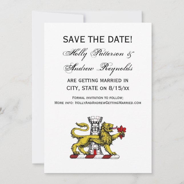 Lion Tower Fleur de Lis Crest Emblem C Invitation (Front)