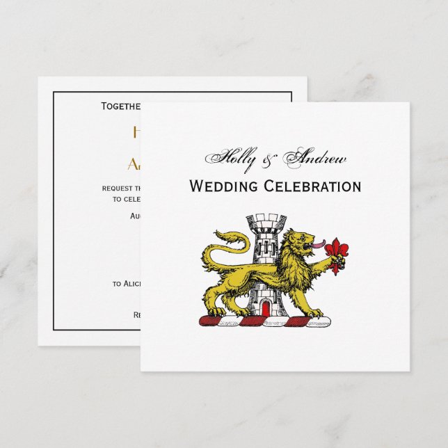 Lion Tower Fleur de Lis Crest Emblem C Invitation (Front/Back)
