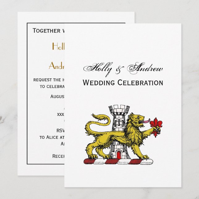 Lion Tower Fleur de Lis Crest Emblem C Invitation (Front/Back)