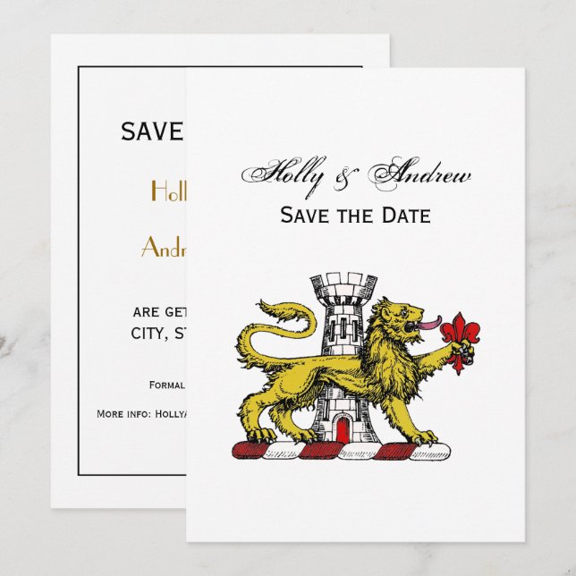 Lion Tower Fleur de Lis Crest Emblem C Invitation (Front/Back)