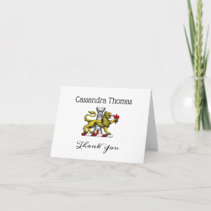 Lion Tower Fleur de Lis Crest Emblem C Letterpress Thank You Card