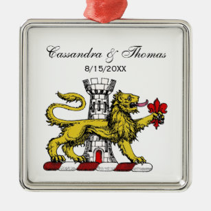 Lion Tower Fleur de Lis Crest Emblem C Metal Ornament