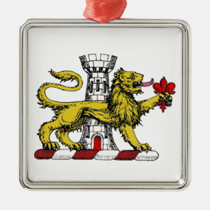 Lion Tower Fleur de Lis Crest Emblem C Metal Ornament