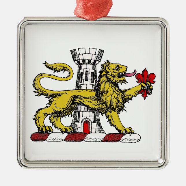 Lion Tower Fleur de Lis Crest Emblem C Metal Ornament (Front)