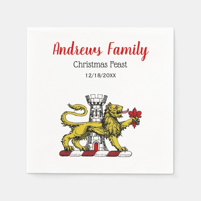 Lion Tower Fleur de Lis Crest Emblem C Napkins (Front)