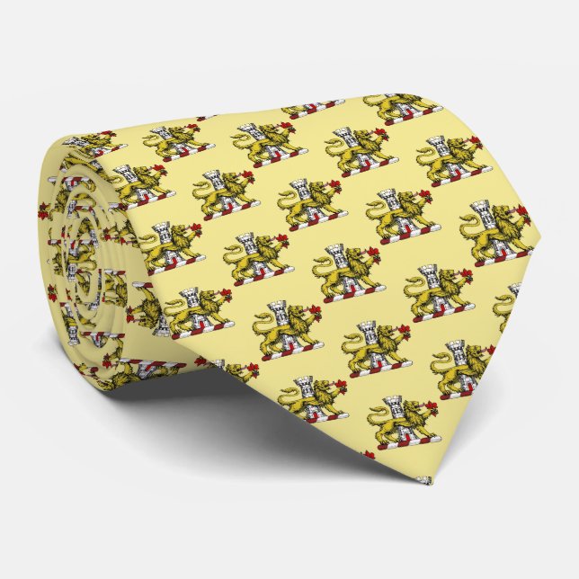 Lion Tower Fleur de Lis Crest Emblem C Neck Tie (Rolled)