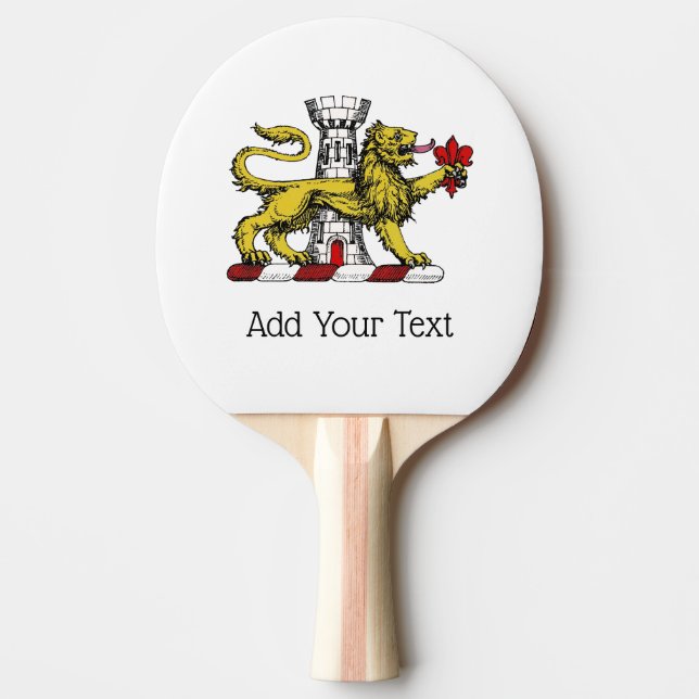 Lion Tower Fleur de Lis Crest Emblem C Ping Pong Paddle (Front)