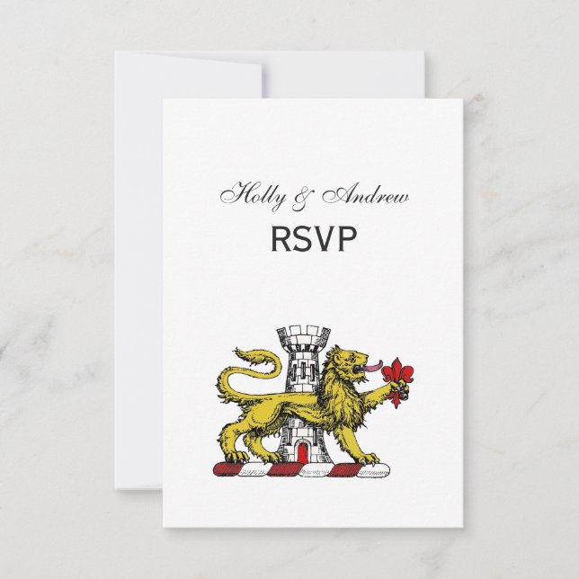 Lion Tower Fleur de Lis Crest Emblem C RSVP Card (Front)