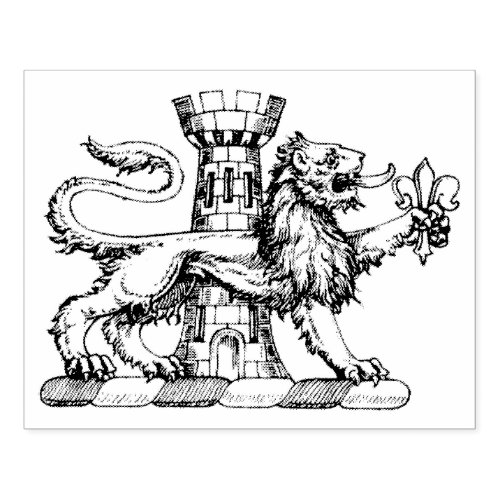 Lion Tower Fleur de Lis Crest Emblem C Rubber Stamp