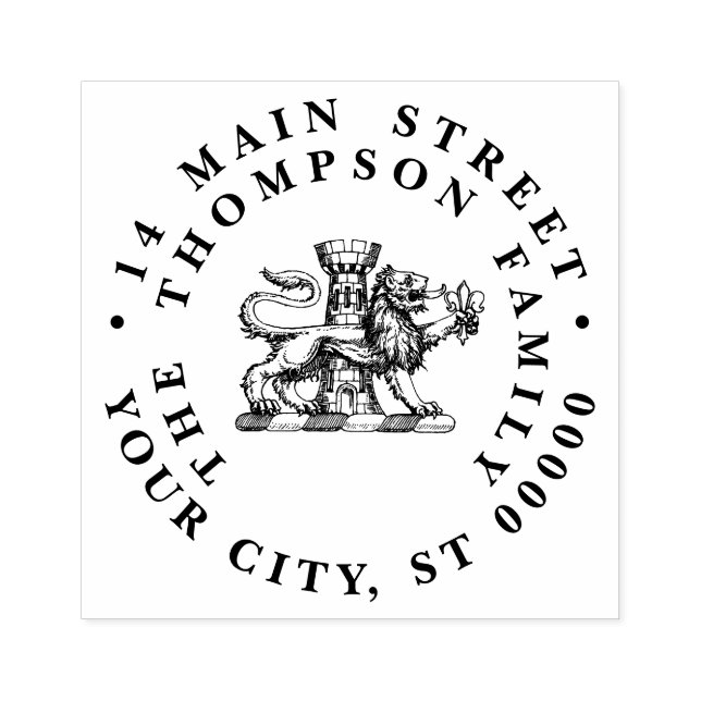 Lion Tower Fleur de Lis Crest Emblem C Rubber Stamp (Imprint)