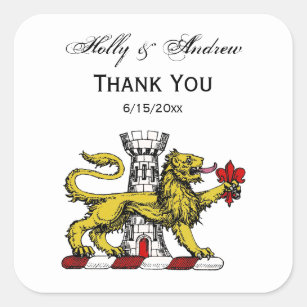 Lion Tower Fleur de Lis Crest Emblem C Square Sticker