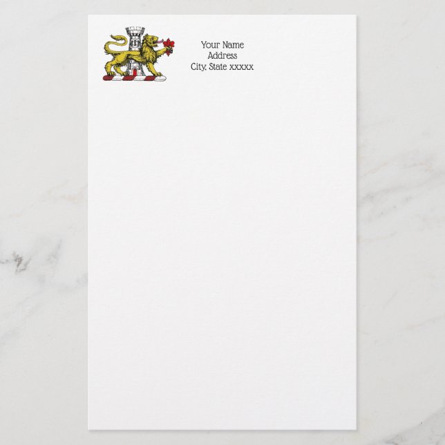 Lion Tower Fleur de Lis Crest Emblem C Stationery (Front)