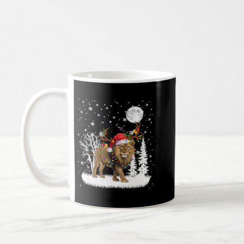 Lion Under Moonlight Snow Christmas Pajama 317 Coffee Mug