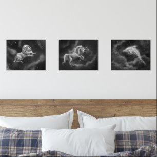 Lion, Unicorn, and Dolphin Constellations Wall Art Sets