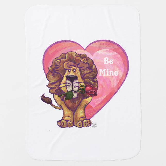 Lion Valentine's Day Baby Blanket (Front)
