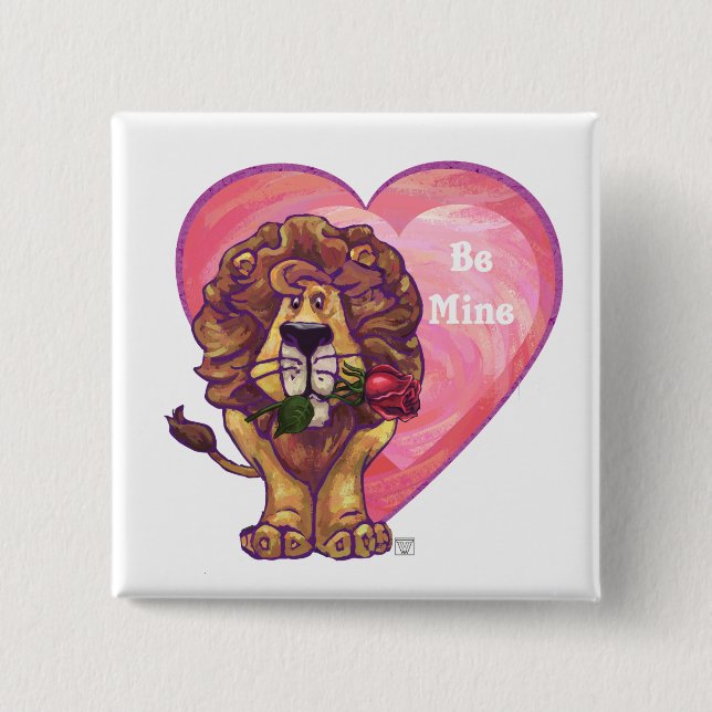 Lion Valentine's Day Button (Front)
