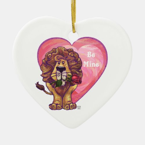 Lion Valentines Day Ceramic Ornament