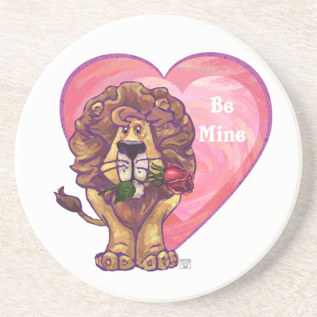 Lion Valentine's Day Drink Coaster (Front)