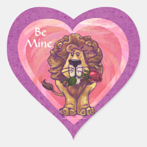 Lion Valentines Day Heart Sticker